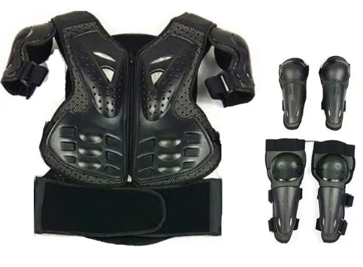 Молодежный детский защитный жилет для мотокросса, жилет, броня, ATV, грязный велосипед, костюмы, грудь, позвоночник, колено, налокотник, спортивное оборудование - Цвет: black model d