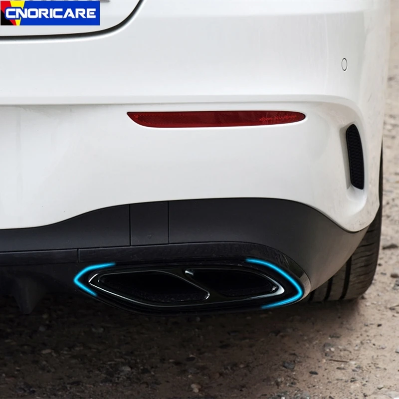 Car Styling Stainless Steel Automobiles Tail Throat Stickers Cover Trim For Mercedes Benz CLA C118 Exhaust Pipe Accessories car stickers