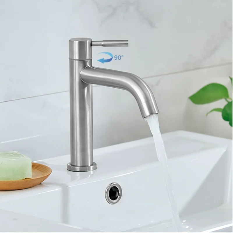 

304 stainless steel faucet single cold basin faucet washbasin faucet bathroom basin single hole faucet