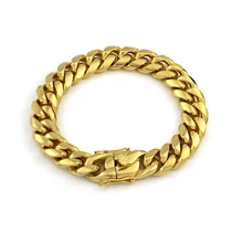 Браслеты из нержавеющей стали для мужчин золотого цвета 14 мм браслет мужской аксессуар хип хоп вечерние рок ювелирные изделия браслет цепочка VB668