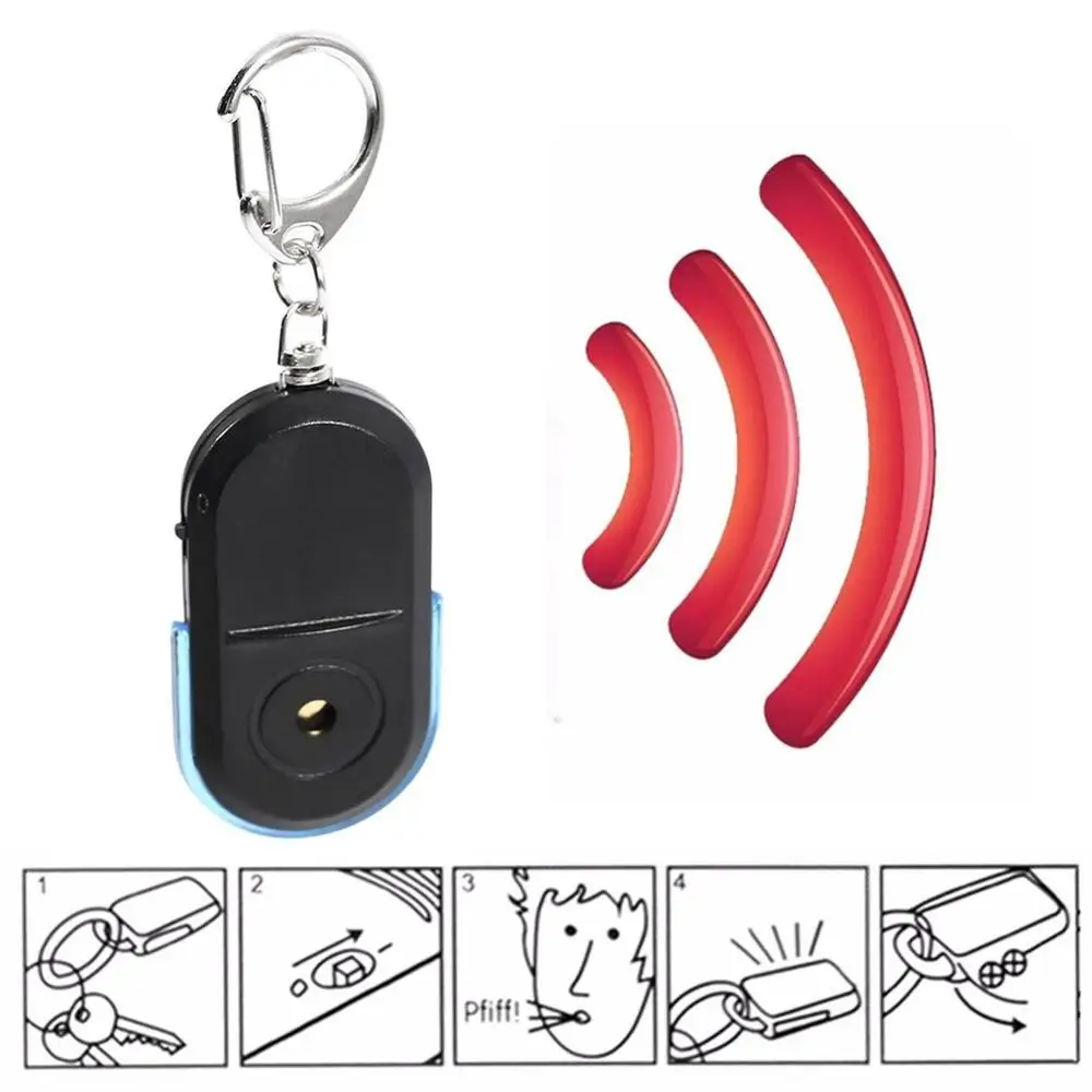 Novelty Whistle or shout Wireless Anti-Lost Alarm Whistle Sound Key Finder Locator With Keychain LED Light red blue green