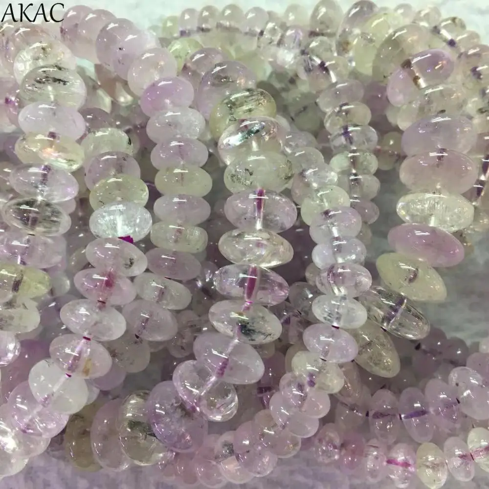 

A+++++ approx4-5*9-10mm Genuine kunzite smooth rondelle bracelet loose beads semi precious gemstone wholesale