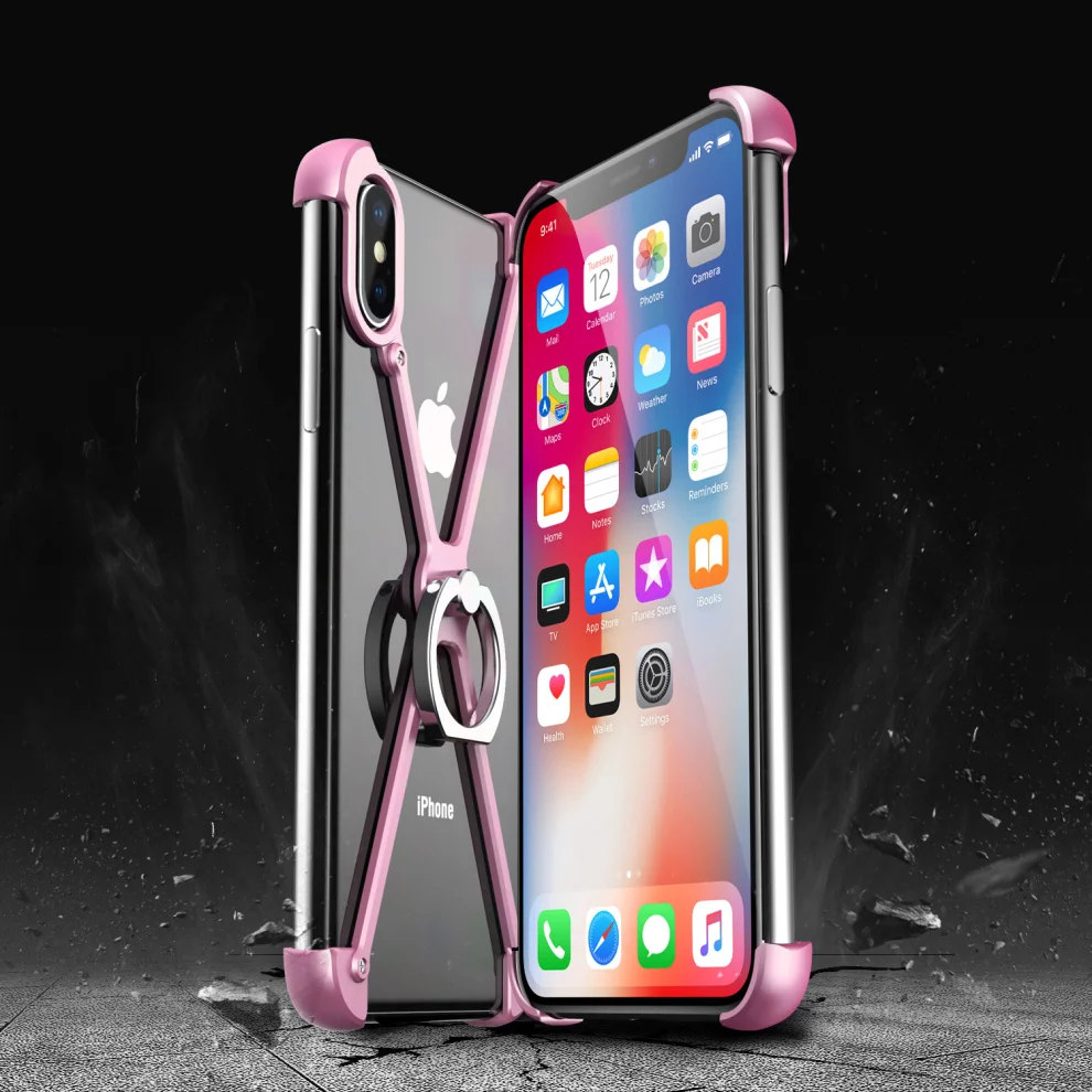 Роскошный Алюминиевый металлический бампер чехол для Apple iPhone XS/X тонкий противоударный палец кольцо держатель чехол для iPhone X XS бампер