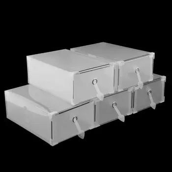 

5pcs Simple Shoe Storage Box Translucent Plastic Rectangle Thickened Drawer Multifunction Dust-proof Sundries Organizer