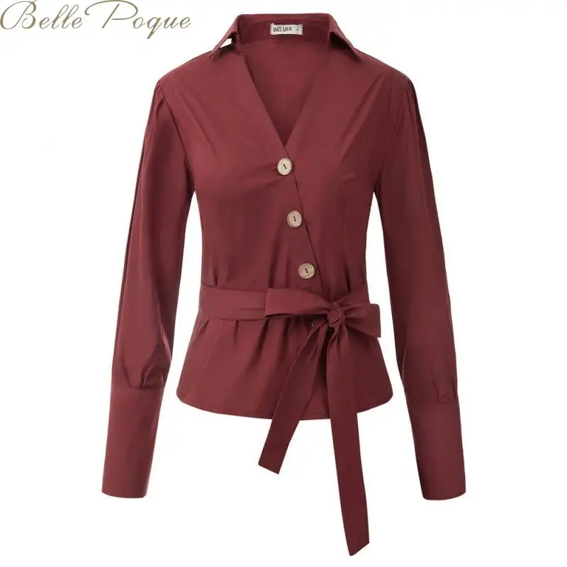 Belle Poque, Женские топы и блузки, шифоновая блузка для женщин,, Офисная рубашка с длинным рукавом, повседневные Модные топы размера плюс, рубашка