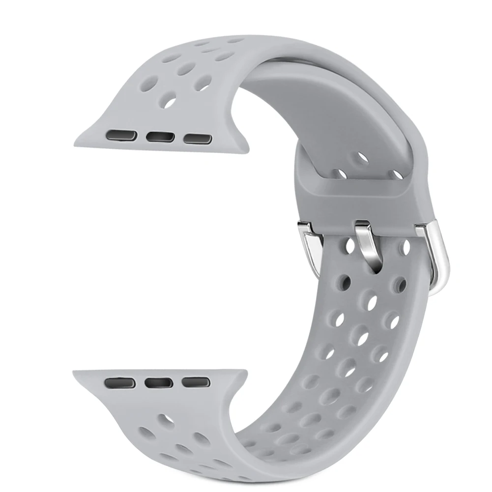 Модный силиконовый ремешок для Apple Watch 42 мм 38 мм 40 мм 44 мм серия 5 4 спортивный дышащий браслет для iWatch Band 3 2 1 - Цвет ремешка: gray