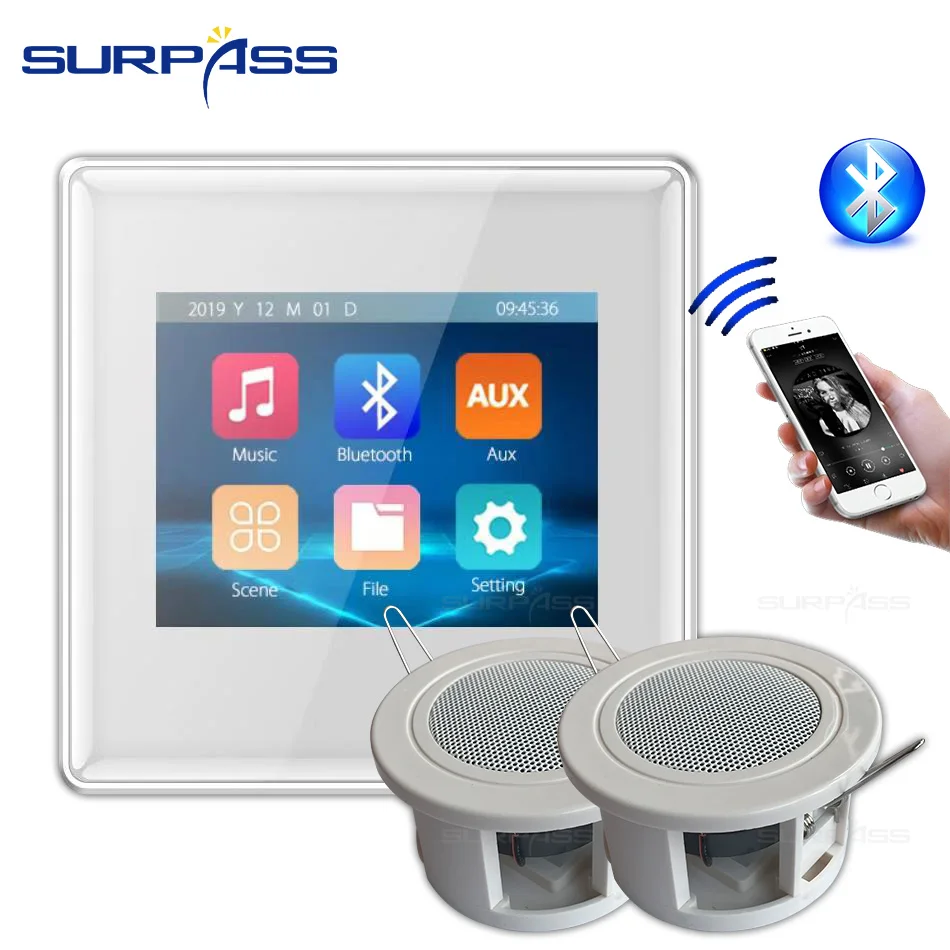 Kit de altavoz amplificador para el hogar, Mini bocina de techo Bluetooth, amplificador de pared, altavoz para centro de música de fondo para hogar| Amplificador|