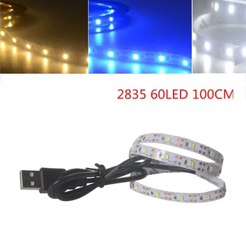 

5V 2835 60SMD/100CM White/Warm white/Blue LED Strip Light Bar TV Back Lighting Led Ribbon Tape Home Decoration Lamp светильник
