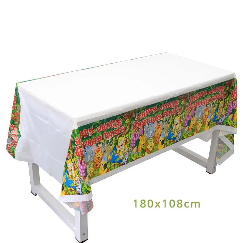 1pc tableware Скатерти размером 108x180 см, одноразовые вечерние скатерти для стола в стиле джунгли, сафари, животные, детские скатерти для дня рождения, украшения на 1 день рождения - Цвет: 1pc tableware