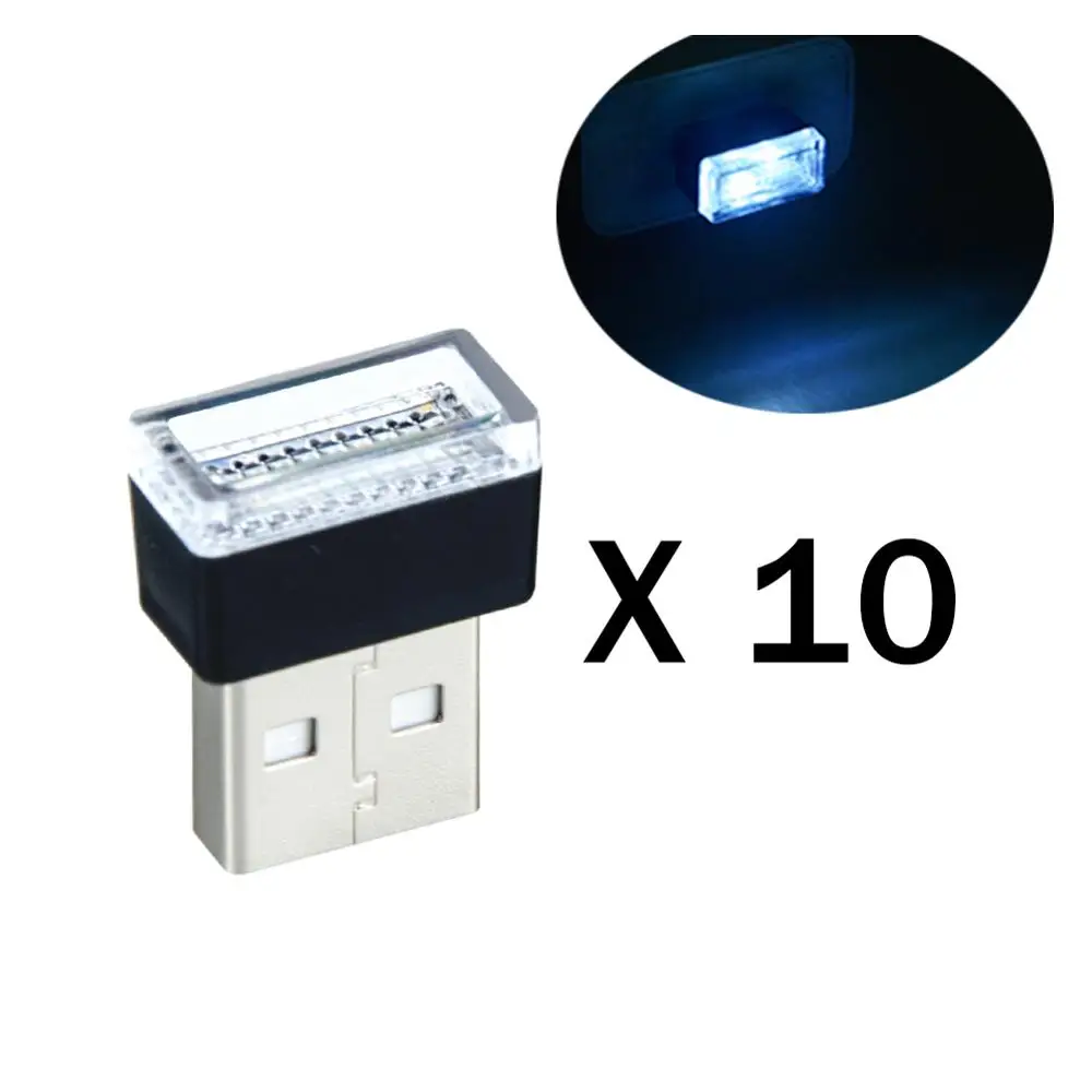 1 Avacom10pcs мини-светодиод машины светильник авто Интерьер USB атмосферный свет Plug and Play Декор лампа аварийный светильник ing PC автомобильные аксессуары - Испускаемый цвет: 1