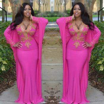 

BOHISEN Dashiki African Clothes For Women Formal Maxi Dress African Print V-Neck Long Sleeve Femme Clothing