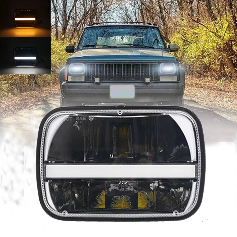 5x7 Inch led truck headlight 5x7" Auto square headlamp 6x7" high low beam for Jeep Cherokee XJ Trucks | Автомобили и