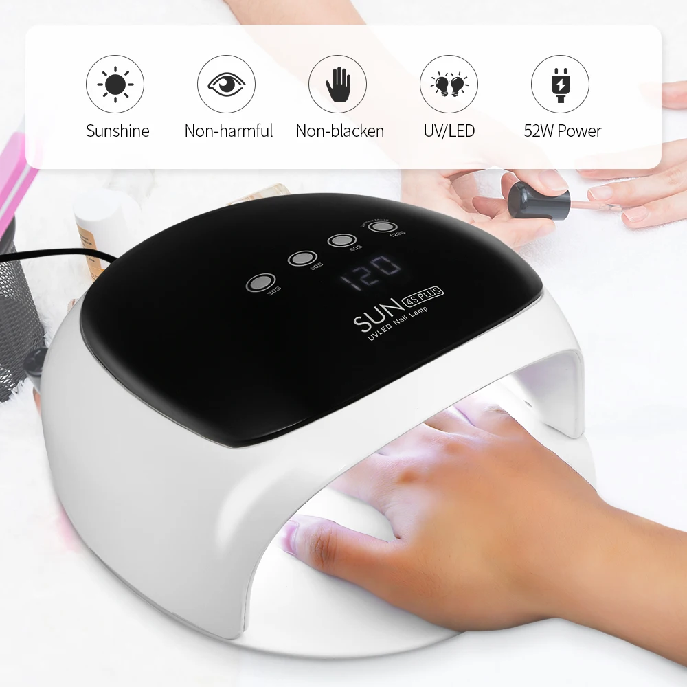Лампа для ногтей Сушилка 52 Вт УФ светодиодный дизайн дисплей сенсор съемный