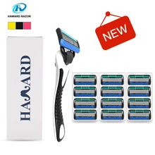 Haward Razor Men's Manual Shaver System Shaver Shaving Razor For Hair Removal (1 Razor + 12 Replaceable 5-layer blades) 3 Colors