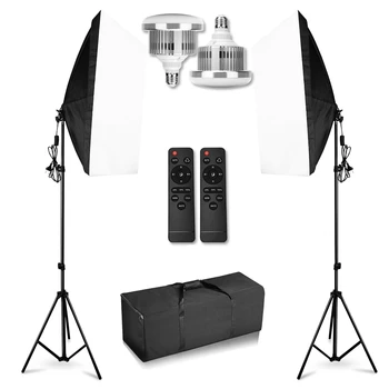 

2pcs 50x70CM Photography Softbox Lighting Kit 3200-5500K 85W LED Lamp Fill Light Remote for Portrait Product Fashion Shooting
