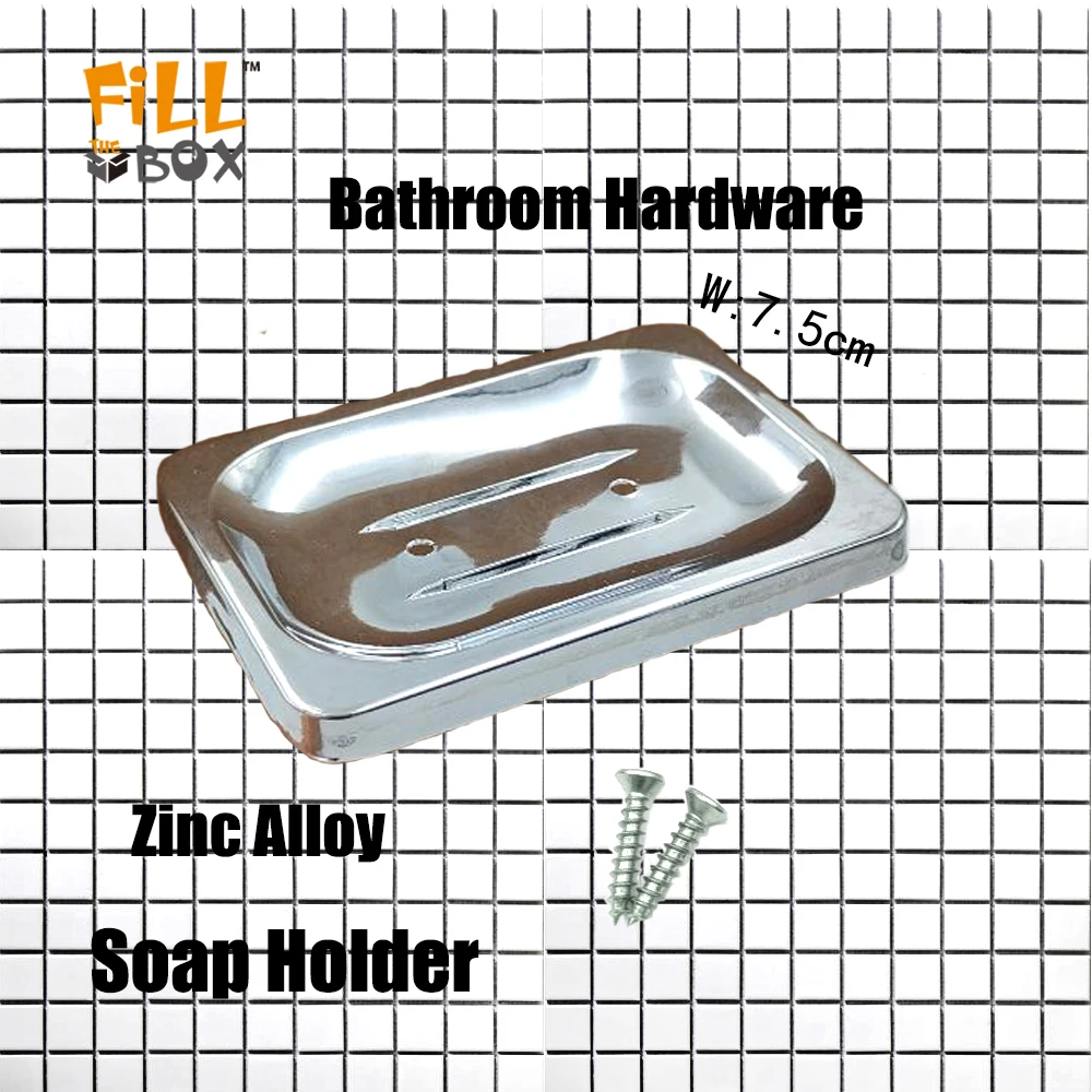 

FIXWORK Zinc Alloy Metal Soap Holder Bathroom With 2 Screws Accessories Portable Square Storage Shampoo Box Dishes