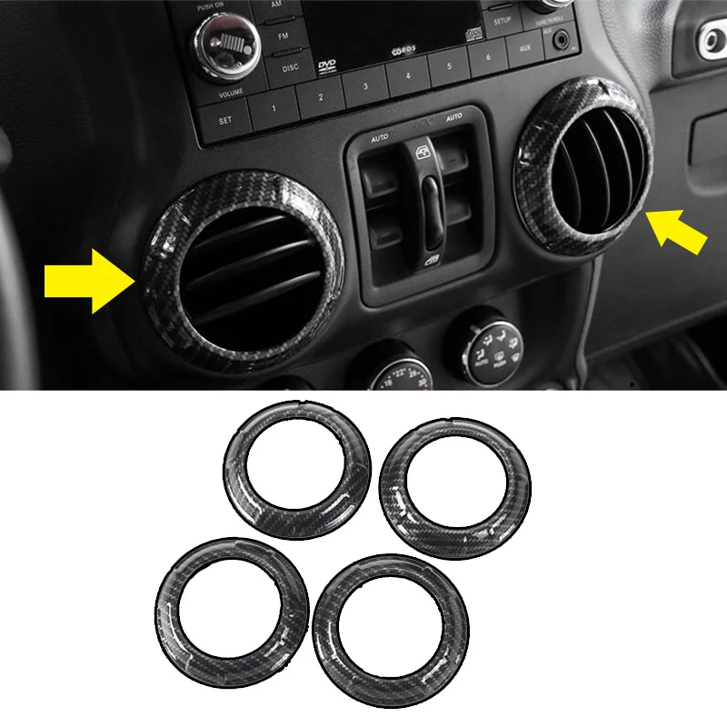 E Для Jeep Wrangler JK 2011- углеродное волокно стиль интерьер воздуха на выходе украшения Чехлы отделка - Цвет: E