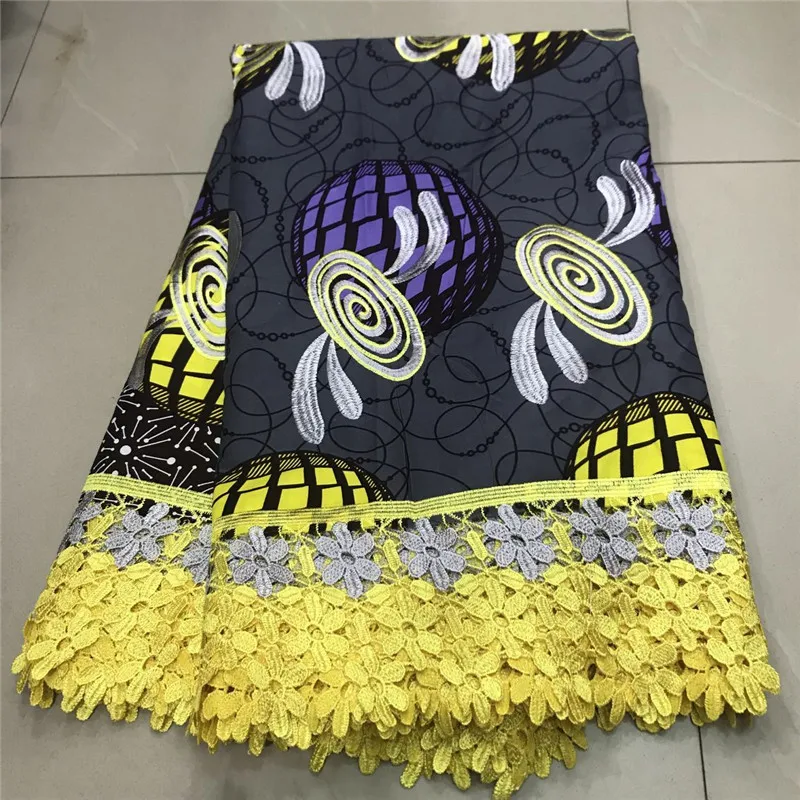 

2020 Guipure Lace Fabric Embroidered High Quality 100% cotton Wax Lace Fabric With Cord African Wax Lace For Dress ZQ030303
