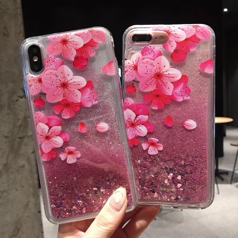 Glitter Liquid Pink Quicksand Case for Samsung Galaxy A30 A50 M10 M20 S10 S10E A7 A6 A8 S8 S9 Plus J6 J4 J7 J8 2018 Cover | Мобильные