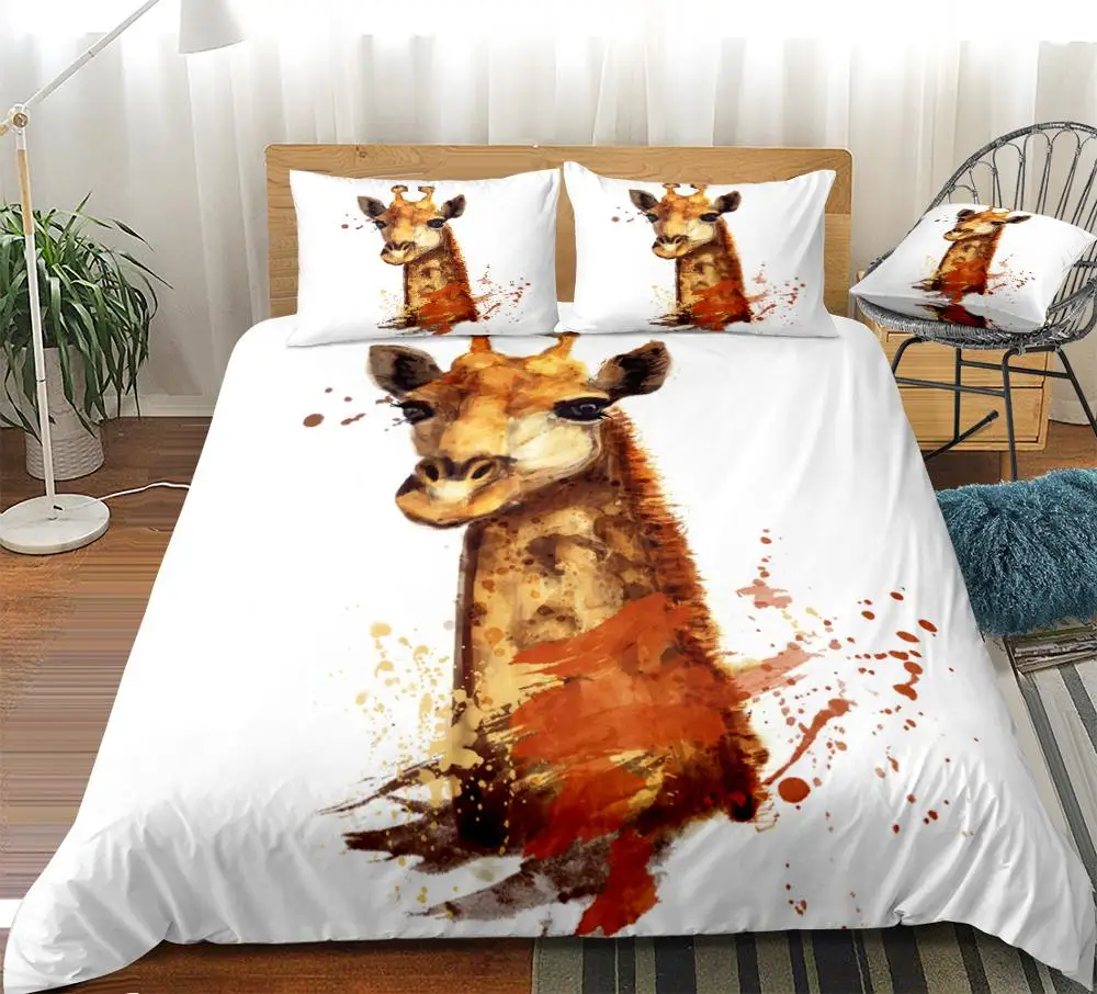 

Animal Bedding Set Cartoon Duvet Cover Set Teens Kids Bed Linen Black White Home Textile Wild Life Bed Set Boys Girls Bedclothes