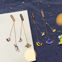 4 шт./компл. милые ракеты планета серии кулон металл закладки ходьбы планеты для пометки книжных страниц держатель для канцелярских принадлежностей