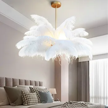 

Creative personality restaurant living room bedroom feather chandelier warm romantic Nordic deco pendant light YHJ020710