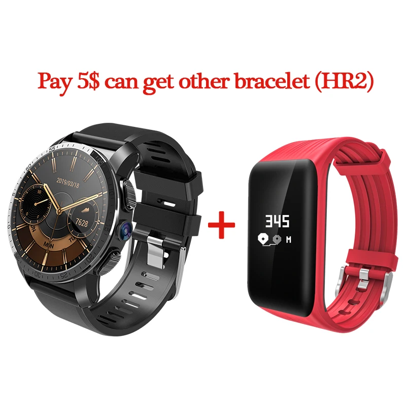 M3 and HR2 red Makibes M3 4G MT6739+ NRF52840 с двумя ЧИПАМИ водонепроницаемые Смарт-часы-телефон Android 7,1 8 Мп камера gps 800 мАч ответ на вызов SIM TF карта - Цвет: M3 and HR2 red