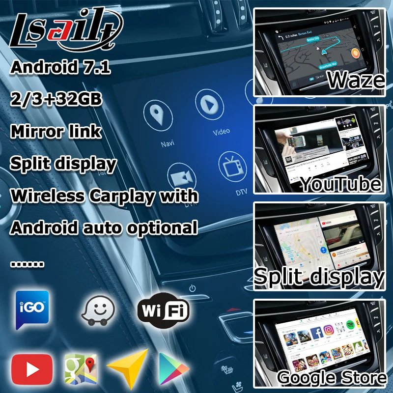 Android gps-навигатор для Cadillac CTS и т. д. видео интерфейс mylink CUE intellilink система с беспроводной Carplay