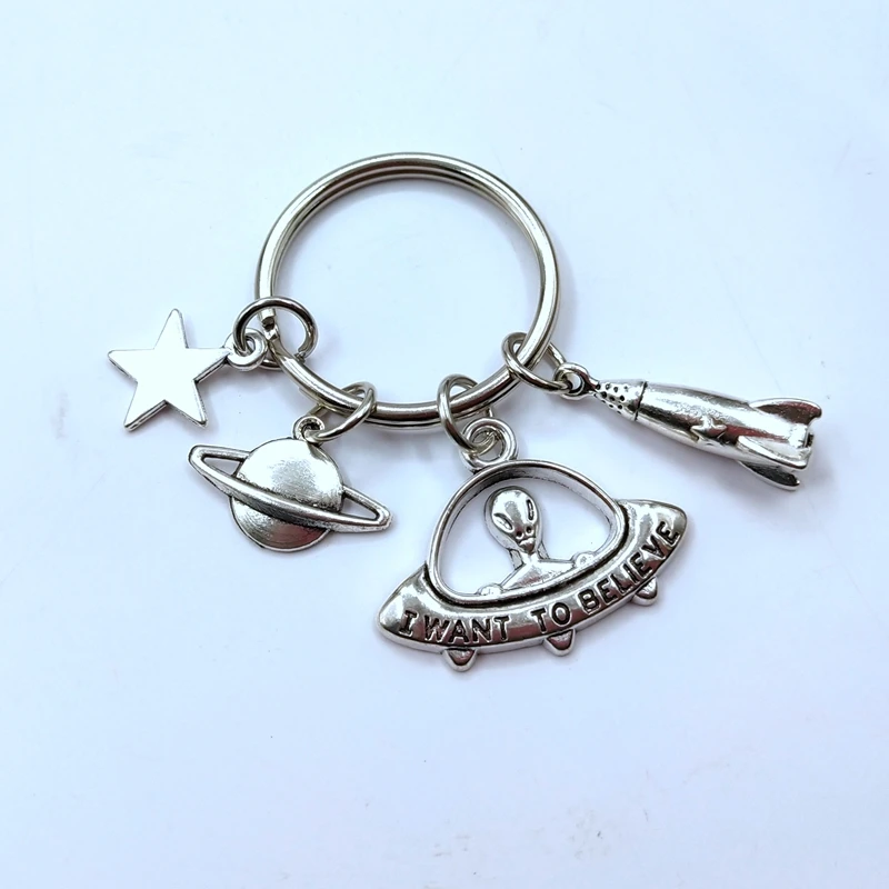 НЛО инопланетянин звезды брелок для ключей Планета подарок гика Космический гик