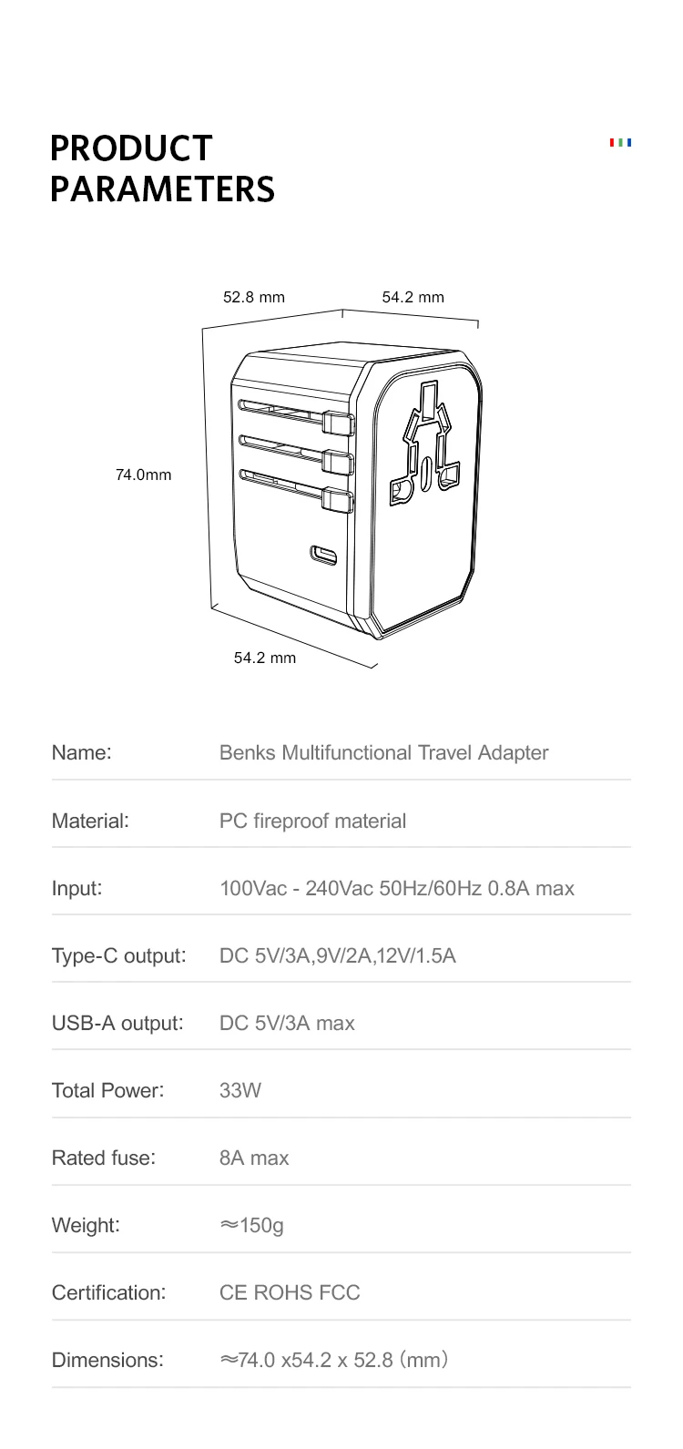 Benks Быстрая зарядка тип-c 18 Вт PD 3,0 USB дорожное настенное зарядное устройство для samsung iPhone Универсальный по всему миру адаптер UK/EU/AU/US Plug-in