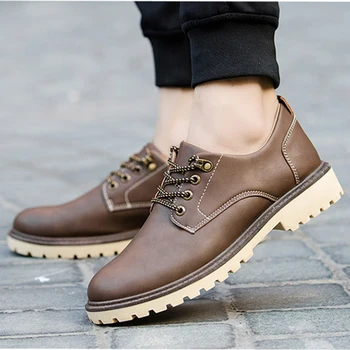 

Mens Shoes Casual Summer New British Men's Leather Shoes Fashion Platfom Shallow Lace Up Shoes for Men Sneakers ET814