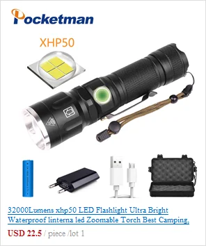 Самый мощный XHP90 светодиодный светильник-вспышка XLamp с 26650 аккумулятором ZoomTorch XHP70.2 перезаряжаемый Тактический светильник для охоты