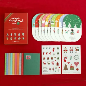 

1 Pack Kawaii Merry Christmas Mini 3D Greeting Cards New Year Gift Cards Xmas Christmas Party Decorations Stationery