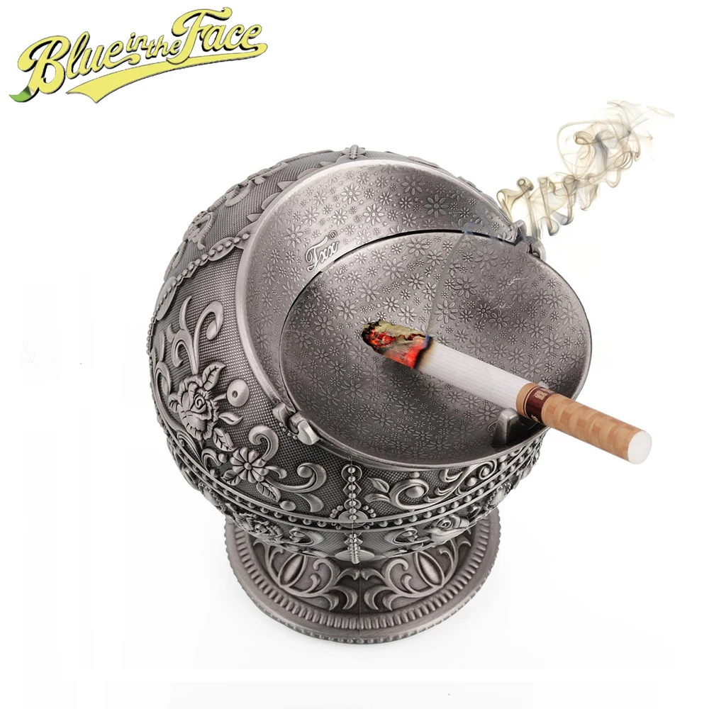 Metal Standing Ashtray With Cover Creative Windproof Ash Tray with