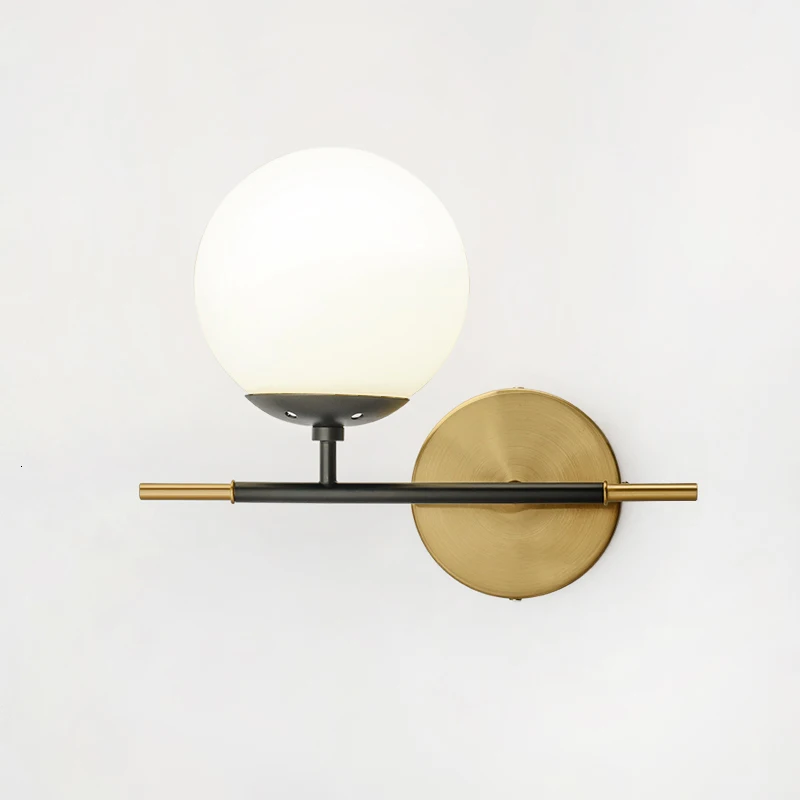 

Europe Concise Hardware Glass Sphere A Living Room Wall Lamp Post Modern Arts Bedside Bedroom Sofa Model House Wall Lamp