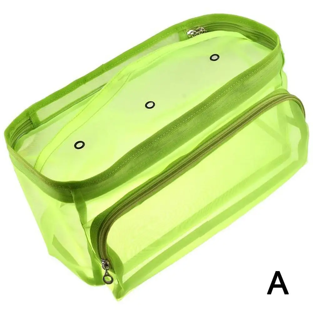 green 3 отверстия прямоугольной формы DIY ручного плетения инструменты Органайзер Сумка сплошной цвет плетение пряжи мешок крючком нить сетчатый мешок для хранения - Цвет: green