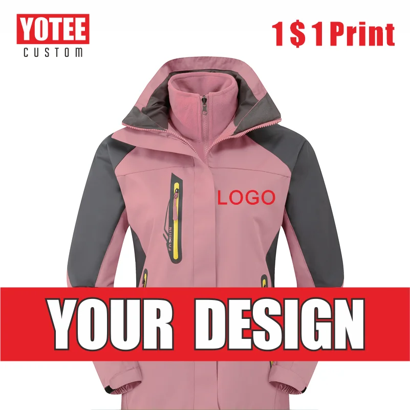 YOTEE LOGO Customized Winter Thicken Ladies Zipper Jacket Warm Outdoor Mountaineering Leisure Windproof And Rainproof Hoodie