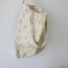 Женская многоразовая сумка для покупок Женская эко-сумка пляжная сумка большая вместительность Повседневная льняная хлопковая Холщовая Сумка через плечо с цветочным принтом сумки-тоут