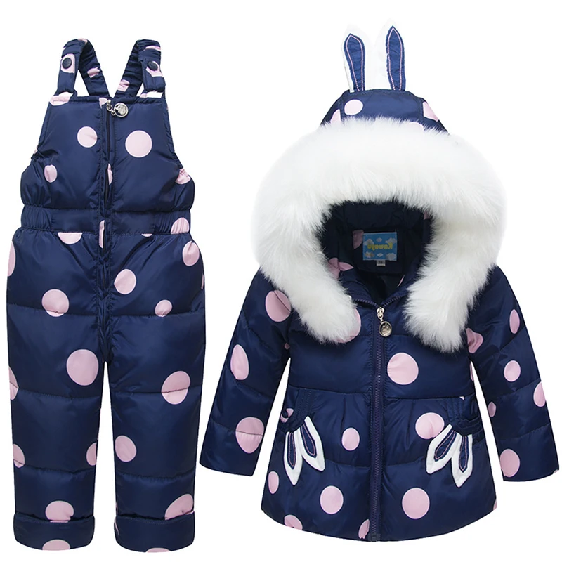 

winter ski suit children kids snowsuit White Duck Down Jacket+Pants Thick outerwear coats jumpsuits toddler girl clothes set