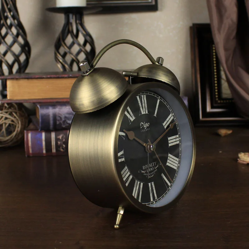 Fashion Round Metal Alarm Clock New 4 Inch Metal Bell Alarm Clock Creative Small Alarm Clock Bed Clock Student Gift