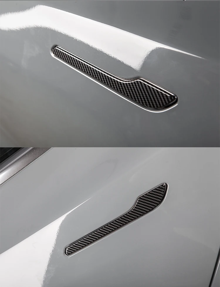 Maçaneta da Porta Capa para Tesla Protetor de Fibra Heenvn Envoltório Modelo 3 Carbono Adesivo Modely Acessórios Model3 y Três 2020 4 Pçs 9 Automóveis e motos
