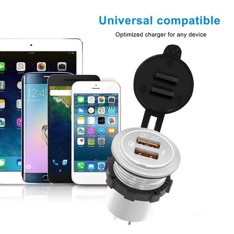 12 V-24 V 5 V/3.4A мотоцикла Быстрая зарядка 3,0 Dual USB мобильных телефонов gps Зарядное устройство