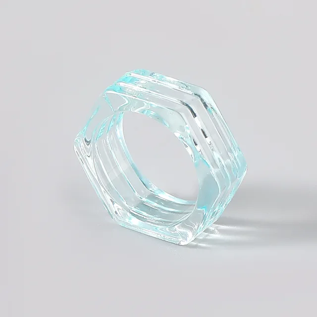 Fashion Candy Color Hexagon Transparent Resin Ring Couple Popular Hip-hop Ring Campus Party Accessories 0741qs