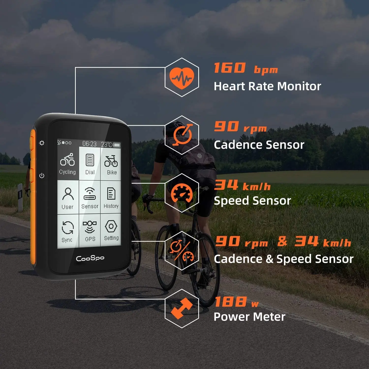 Беспроводной велокомпьютер CooSpo GPS спидометр одометр 2 4 дюйма BLE5.0 ANT +