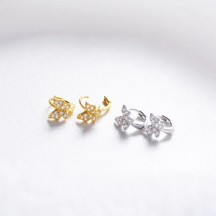 Новые серьги из стерлингового серебра 925 пробы, модные циркониевые серьги-бабочки, кольцо для ушей, мини ушные кости, дикие простые трендовые женские ювелирные изделия для ушей