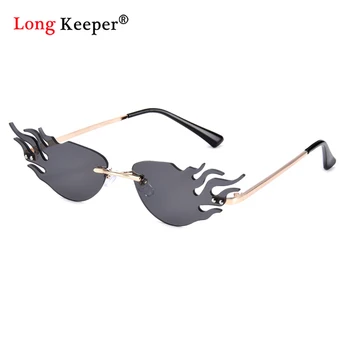 

Women 2020 Luxury Fashion Flame Sunglasses Ladies Frameless Sunglasses Retro Ladies Metal Rimless Punk Glasses UV400 Ocean Lens