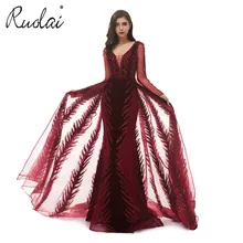 Роскошные ювелирных изделий в Дубае вечернее платье Русалка V-образный вырез одежда с длинным рукавом бархатная обувь с украшением в виде кристаллов ручной работы арабский размера плюс Формальные Вечерние платья