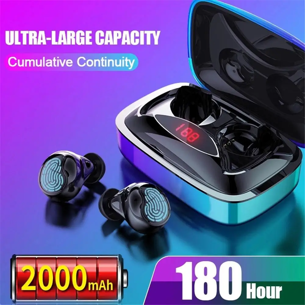 Waterproof Bluetooth V5.0 Stereo Headset Wireless Sport Earphones With 2000mAh Power Bank LED Display For Smartphone Android iOS
