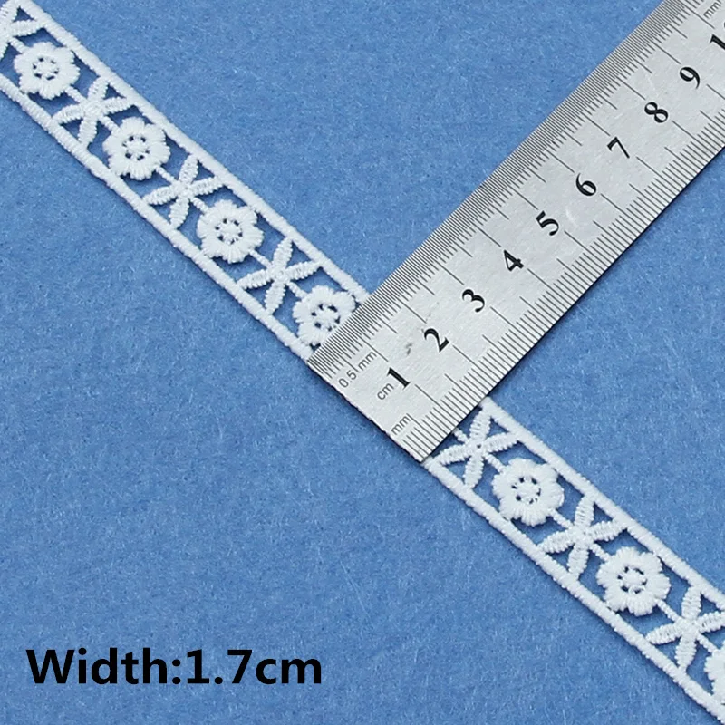 White Cotton Embroidered Lace Trim Ribbons 5yards Fabric DIY Sewing Handmade Craft Materials Clothes Home Decoration