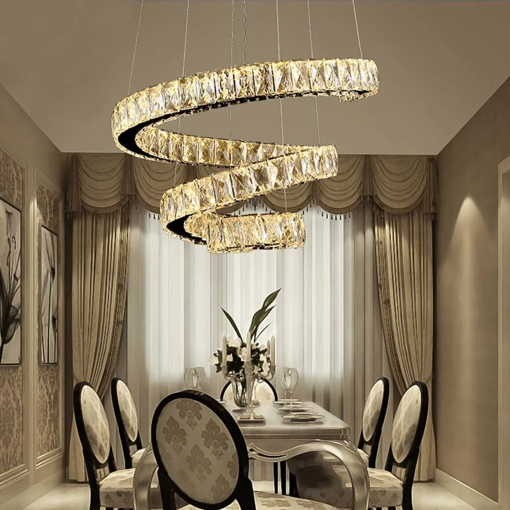 Nordic Modern Luxury Led Crystal Glass Chandelier Lighting Ceiling Hanging Circle Pendant Light Fixtures Living Room Home Decor | Освещение